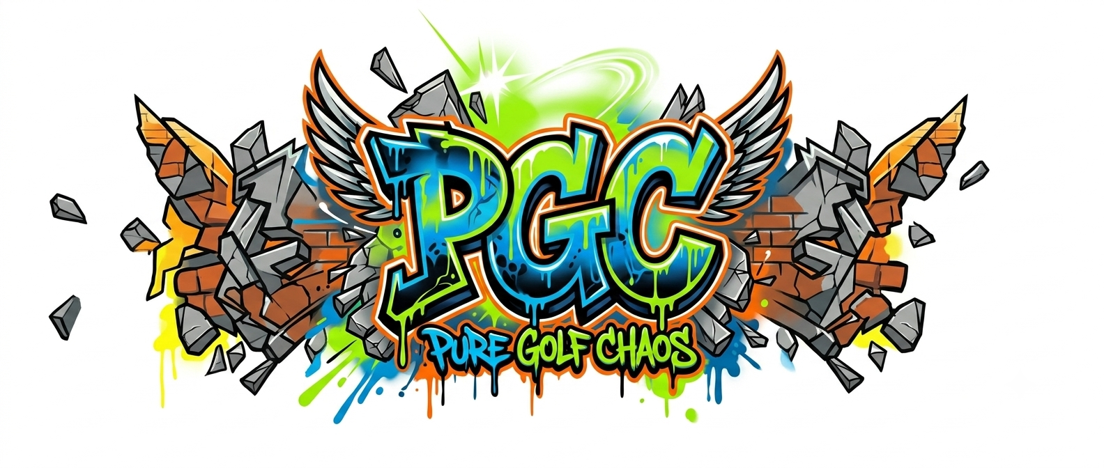 Pure Golf Chaos PGC graffiti-style logo, clean version
